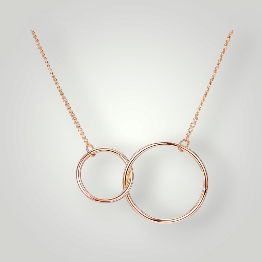 Rose gold-plated sterling silver modern interlocking circles necklace